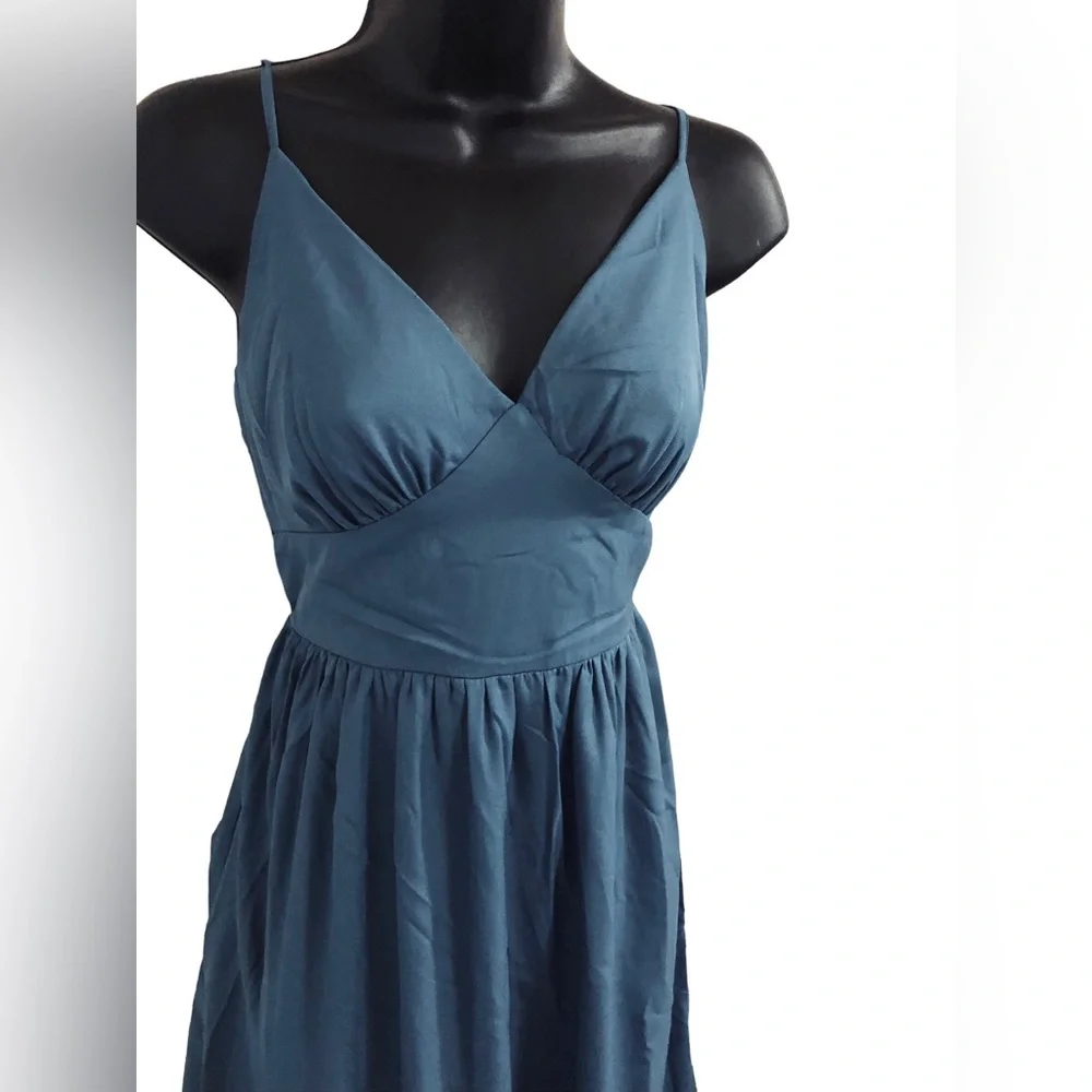 Jessica‎ Simpson blue v-front open tie back tiered spaghetti strap dress size XS